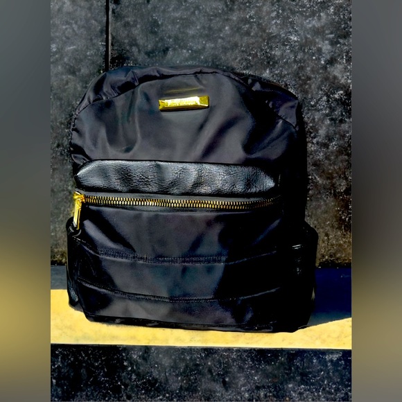 Steve Madden Black Nylon Backpack with Gold Hardware - Picture 1 of 5